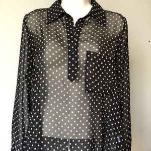 |Harlowe&Graham| See through polka dot top